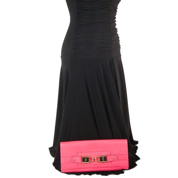 JUICY COUTURE Gold Lock Pink Leather Envelope Clutch Bag $198 - Picture 11 of 12